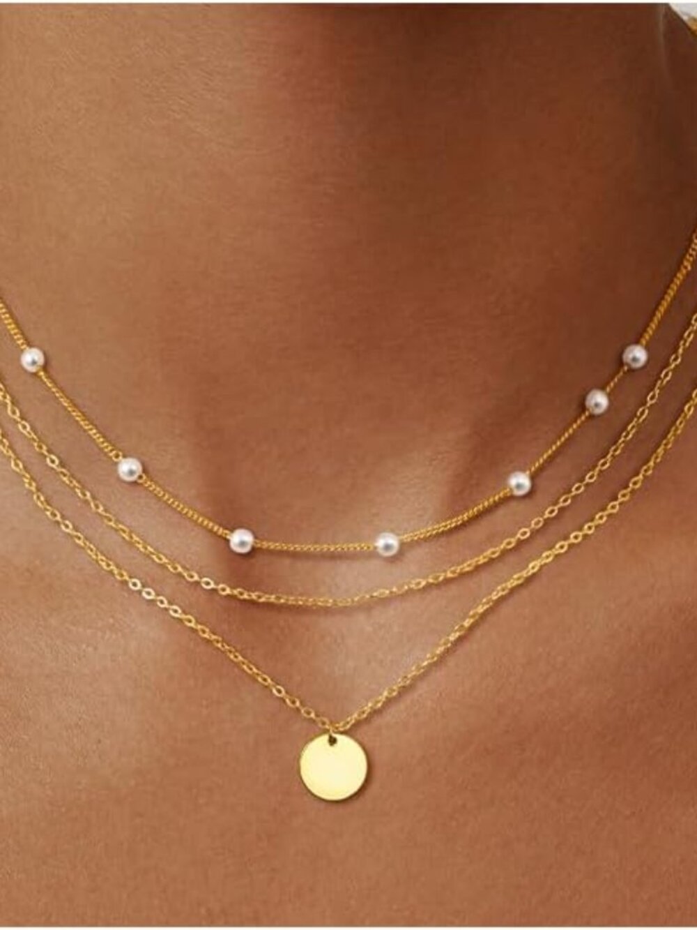 14K Gold Plated Layered Necklaces for Women Trendy, Stackable Dainty Gold Plated